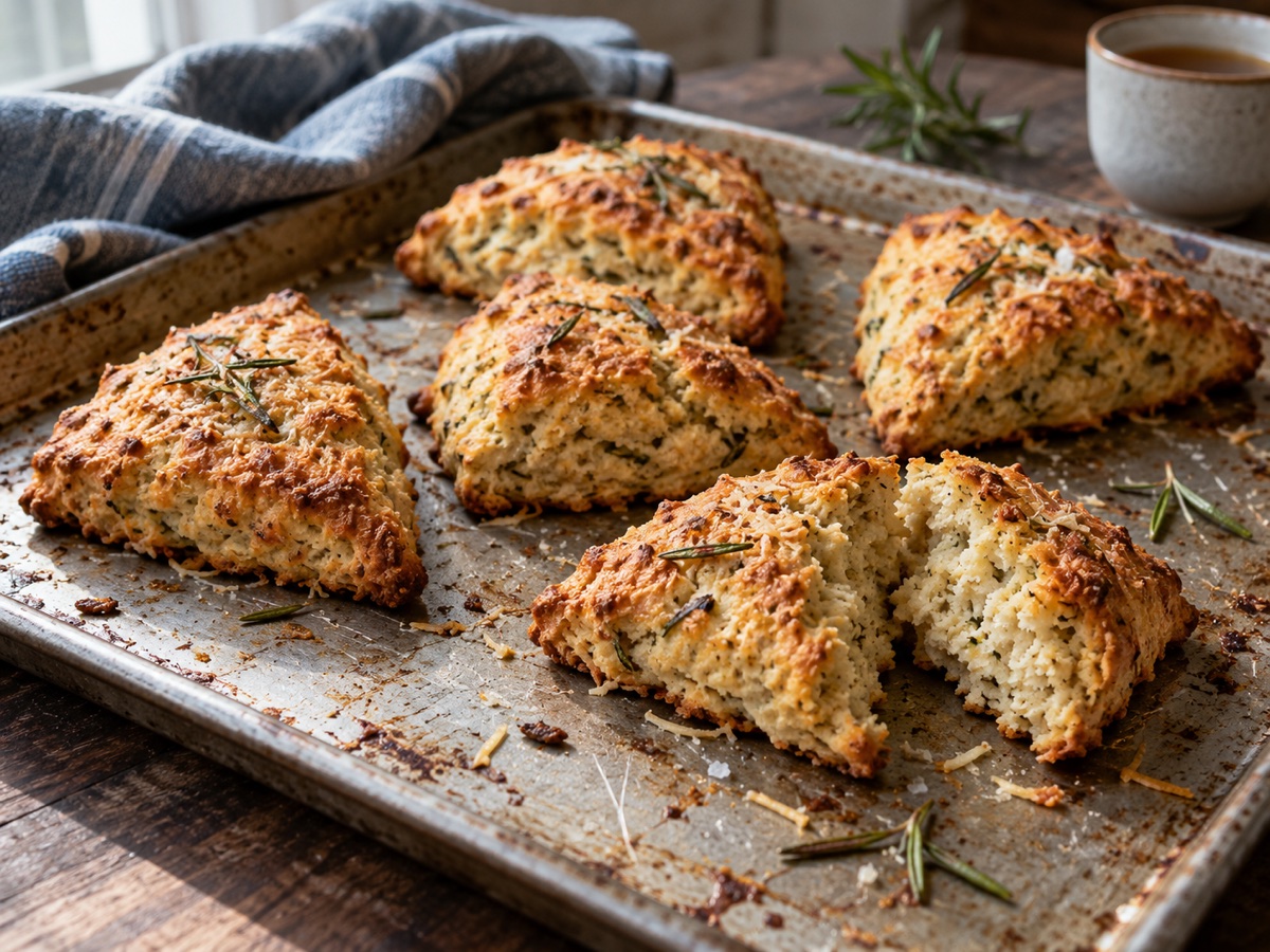Ilustración de Scones salados de queso y romero